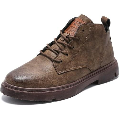 Mens Boots Fashion High Quality Leather Martin Boots Warm Winter Shoes Men Platform Boots Lace-up Ankle Boots Zapatos De Hombre