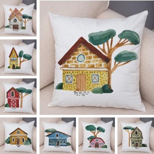 Nordic Country House Room Cushion Cover for Sofa Home Car Decor Art Plant Pillowcase Soft Plush Cartoon Tree Pillow Case 45x45cm