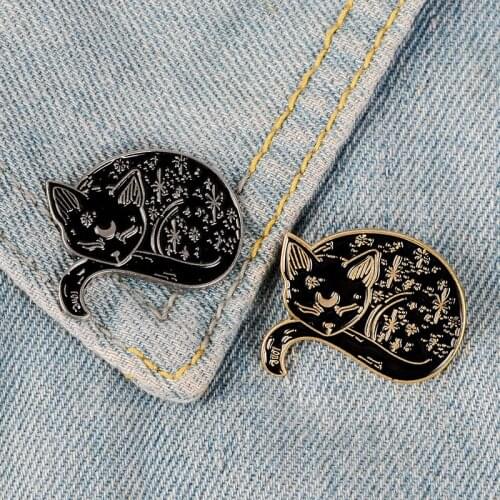 XEDZ New trend black pattern moon forehead cat brooch personality fashion shirt backpack jewelry brooch friend gift