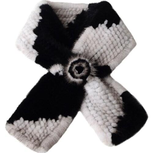 2020 winter new real mink fur woven scarf ladies scarf warm color matching
