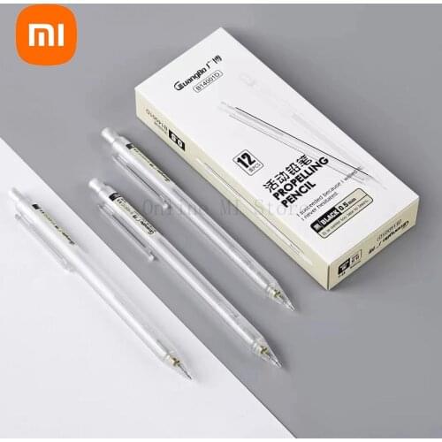 New Xiaomi Gunagbo Simple Mechanical Pencil Pack of 12 Suitable for 0.5mm pen core easy to write transparent pen holder