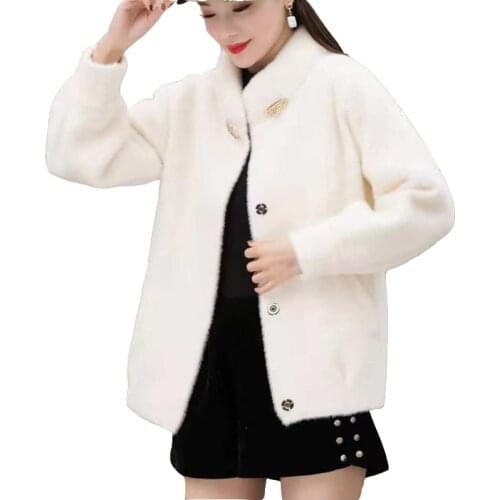 Imitation mink velvet coat women short spring autumn new plus size loose thick parka coats ladies gold mink woolen overcoat