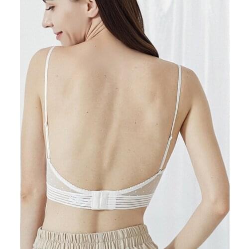 Sexy Beauty Back Bralette Ladies U Backless Invisible Lace Bra Polka Dot Mesh New Thin Underwear Women Lingerie Tank Top Bras
