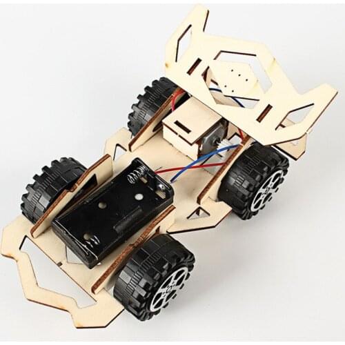 Assembled Wooden Racing Car Remote Controlled Four Wheel Drive Scientific Experiment Educational Toy DIY Science Children Toys