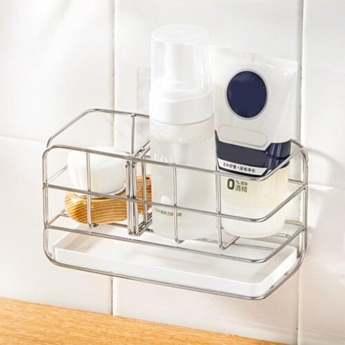 Detachable Kitchen Countertop Drain Rack Sponge Holder Bathroom Wall-mounted Storage Shelf