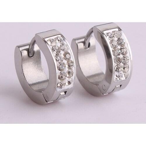 Silver color rhinestone 316L Stainless Steel Stud Earrings for women wholesale