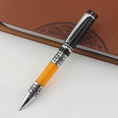 Fashion Orange Silver Clip metal Ballpoint Pen Rotating Ball Pens Student Gift Writing Stationery School and Office Supplies