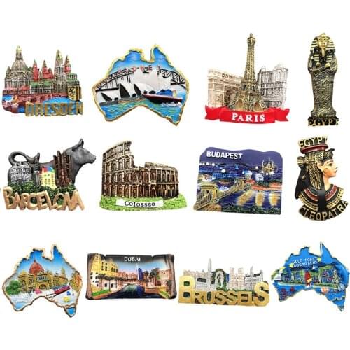 Resin Fridge Magnets Souvenir Refrigerators Magnetic Sticker Refrigerator Magnets Scenic Spots Pattern Kitchen Decor Accessories