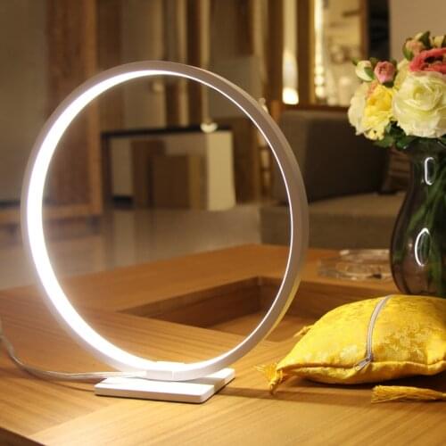 Lamplo Modern Table Lamp Aluminum LED bedroom reading lamp Minimalist circle nighstand lamp touch dimmable LED Bedside Lamp