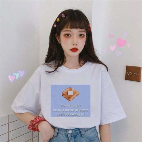 I'm As The Basic As This of Toast You're Looking At Harajuku Graphic Fashion T Shirt Fun Ulzzang Cute 90s Grunge Top Tees