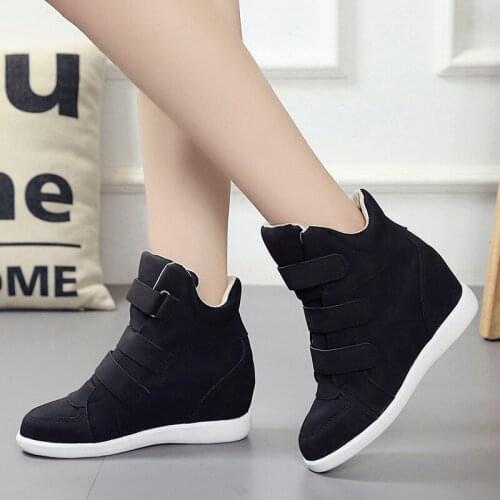 High Top Sneakers Platform Wedges Shoes for Women Loafers Casual Sport Femme Vulcaniser Chaussures Wedges Heels Ladys Trainers