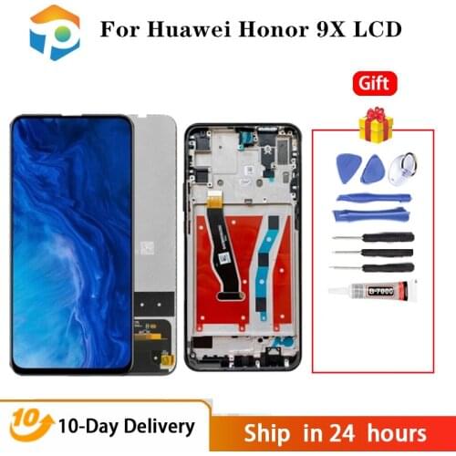 Test AAA Original For Huawei Honor 9X LCD Display Touch Screen 10 touch Digitizer Assembly Frame STK-LX1 lcd 6.59 Inch