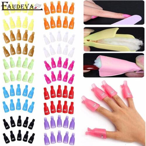 10PCS Plastic Nail Art Soaker Off Caps Clip UV Gel Polish Remover Wrap Tool Nail Art Tips Tools for Fingers Nail Polish Remover