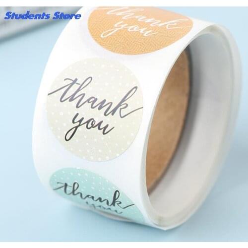 100Pcs/Roll Paper Seal Label Thank You Stickers Custom Gift Box Bake Decoration