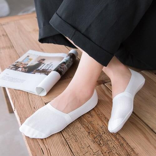 3PCS Boat Socks Mens Shallow Invisible Thin Socks All Silica Gel Anti-Skid Modier Cotton