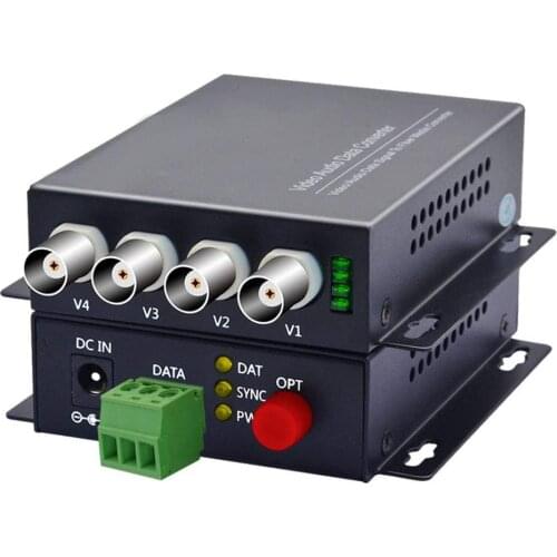 4 Ch Digital Video Fiber Optical Media Converters Extender with 485 Data Single Mode FC Fiber Optic Upto 20Km for CCTV Security