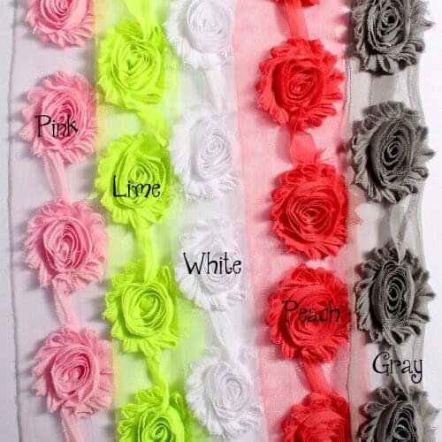 50yards/lot 2.6" 15colors Fashion Chic Shabby Chiffon Flowers For Headbands Wholesale Fabric Flowers For Girls Hair Accessories
