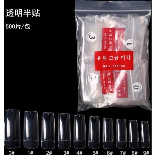 500pcs/bag With Korean Packaging Half False Nail Tips Natural Clear White French False Tip 10 Size False Tip Extension Nail Tip