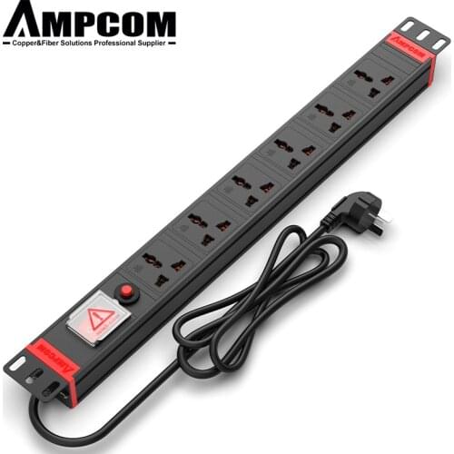 AMPCOM Universal Sockets PDU Power Strip Switcher Overload Protection 6 Sockets Customize UK US EU CN Plug Connector Customize