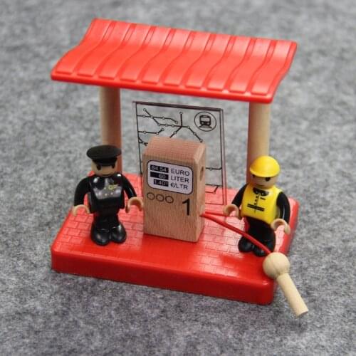 Gas Station Rest Station Wooden Track Car Toy Scene Accessories for biro train Wooden Track Car Train Track