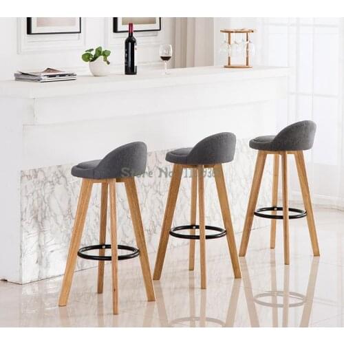 Solid Wood Bar Chair Back Rotating High Stool Modern Simple Front Desk Bar Chair Home Nordic Stool Package