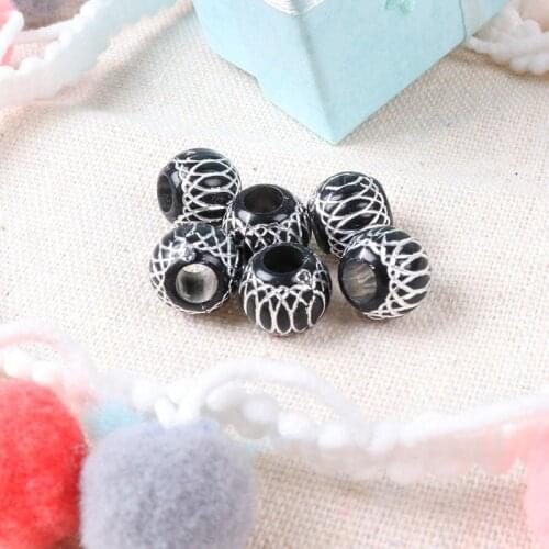 2018 New Black Silver Stripe Cross Circle Spiral Spacer Beads For Bracelet Necklace Jewelry Making DIY 10x9mm 100pcs/lot