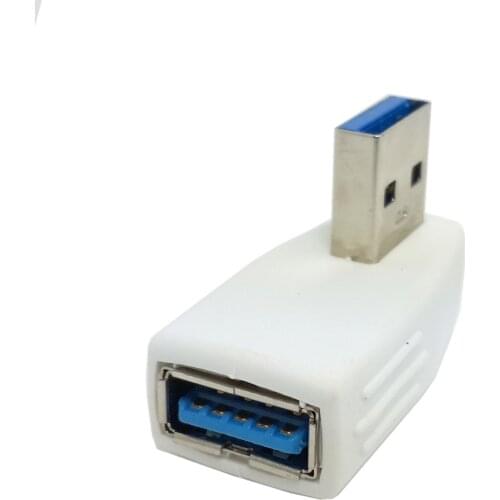 CYSM Vertical Left Angled 90 Degree USB 3.0 Adapter A Male to Female Extension White