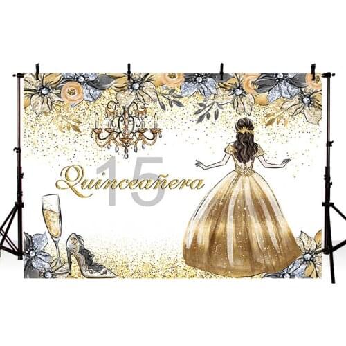 Avezano Photography Backdrops 15th Birthday Party Princess High Heels Floral Champagne Backgrounds Photo Studio Photozone Decor