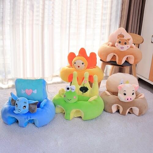 Baby Floor Support Seat Soft Cute Cartoon Animals Plush Infant Learning To Sit Seat Feeding Chair Comfortable Plush Baby Sofa