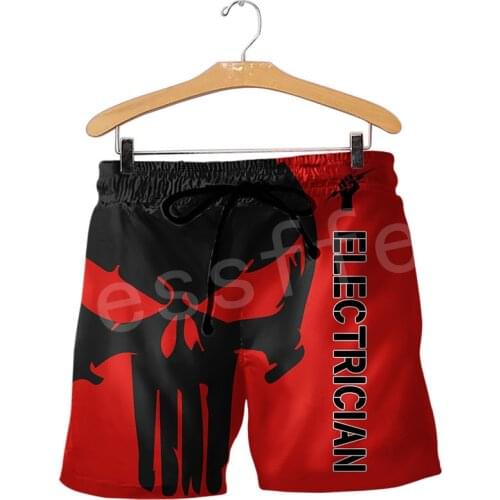 Mens 3D Shorts 2021 Summer Beach Pants Casual Skull Printed Electrician Ironwork Art Sports Swimming Shorts Quick-drying Shorts