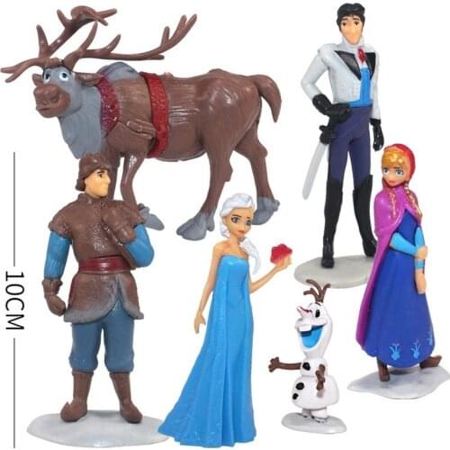 Hasbro Frozen Magic Princess Elsa Anna Olaf Figurine Anime Dolls PVC Action Figure Model Toy Kids Gift 6pcs/set
