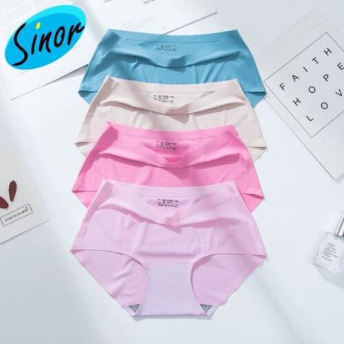 Quality Version Solid Seamless Viscose Fiber Underwear Womens Large Size Sexy Mid-Waist Underwear Cotton Crotch Briefs