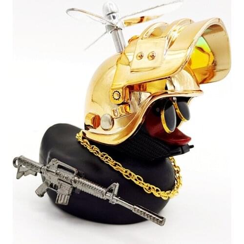 Camouflage Helmet Small Black Duck Car Decoration Accessories Car Duck Dashboard Toy Bike Motor Cycling Decoration Cute Gift