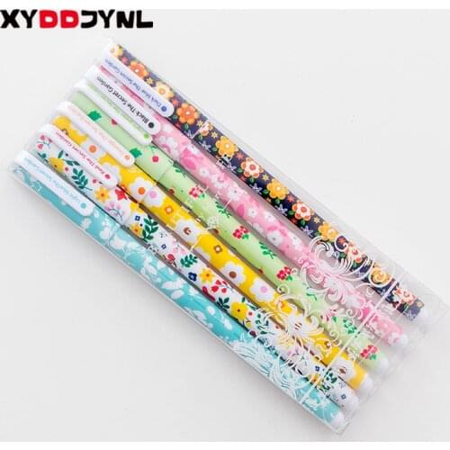 6 Pcs/Box 0.38mm Kawaii Cartoon Gel Pen 6 Color Refills Mixed Painting Water Pens Stationery Gift Office School Supplies