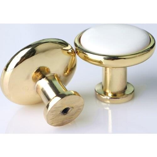 Dresser Drawer Kitchen Cabinet Ceramic Knobs Pulls Handles White Gold Modern simple Furniture Knob Pull Handle porcelain TC103