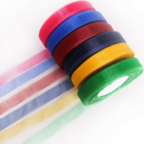 15mm 50yards Organza Ribbon Handmade DIY Material For Arts Crafts & Sewing Christmas Wedding Party Decoration Ribbons