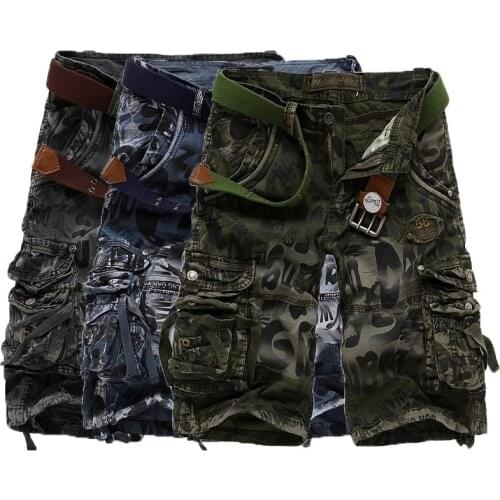 Summer Cargo Military Camouflage Shorts Men loose beach Shorts Men Camouflage Army Short Overalls plus large
