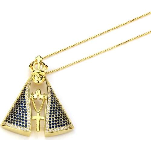 OMYFUN Factory Price NOSSA SENHORA Holy Spirit Pendant Fashion Women Necklace Lindo Collar Accessory Joyeria Feminina Bijoux