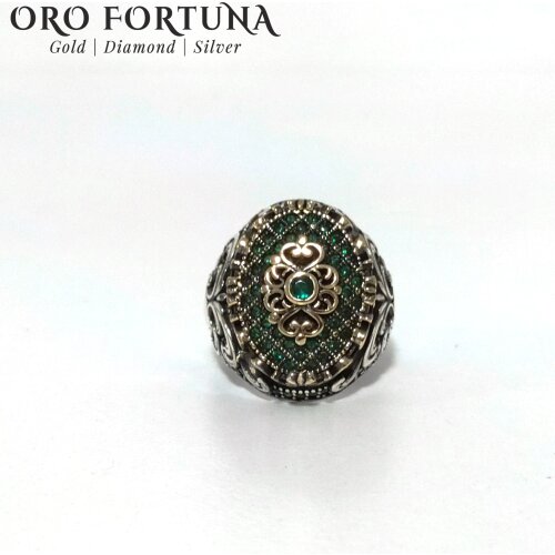 925 sterling Silver Men 'S Ring Green Emerald Zircon Stone Imperial Style Elegant Gift Classy Trendy New 2021 Model Unique Custom