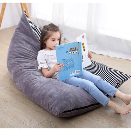 Stuffed Soft Velvet Storage Bean Bag Chair Sofa Bed Large Size Pouch Stripe Chair Sofa for Baby Kids Toddler Chairs