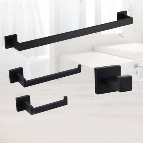 Bathroom Hardware Set Black Robe Hook Towel Rail Bar Rack Bar Shelf Tissue Paper Holder Toothbrush Holder Bathroom Accessories