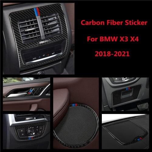 Carbon Fiber Sticker For BMW X3 X4 18-21 Car Interior Frame Trim Dash Console Gear Shift Panel Decoration Stickers Accessories