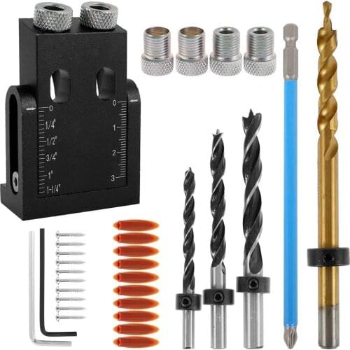 38Pcs Woodwork Guides Joint Angle Tool Pocket Hole Jig Positioner Kit 15 Degree Pocket Hole Screw Jig