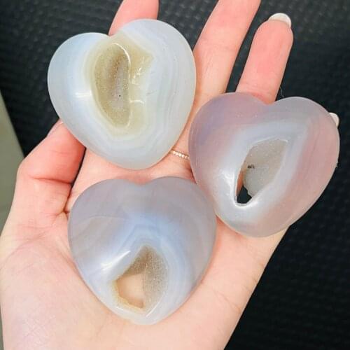 Natural agate carving big crystal heart, beautiful reiki cure home decoration