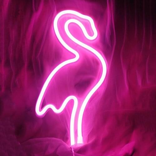 Flamingo Neon Signs Special LED Night Light Wall Decor Battery Powered for Home Bedroom Bar JDH88