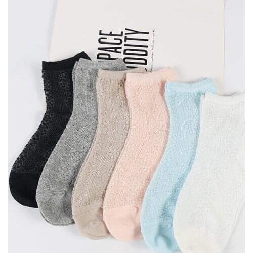 DONG AI 6 pairs new fashion comfortable thin cotton nylon openwork flower socks beautiful