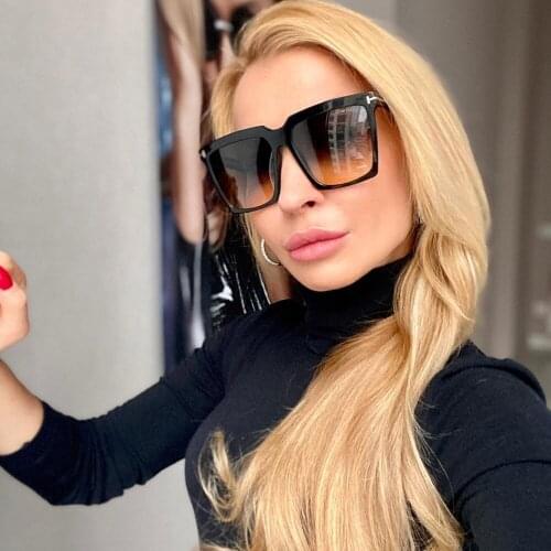 QPeClou 2020 New Brand T Square Sunglasses Women Fashion Oversized Frame Sun Glasses Female Big Shades Oculos De Sol UV400