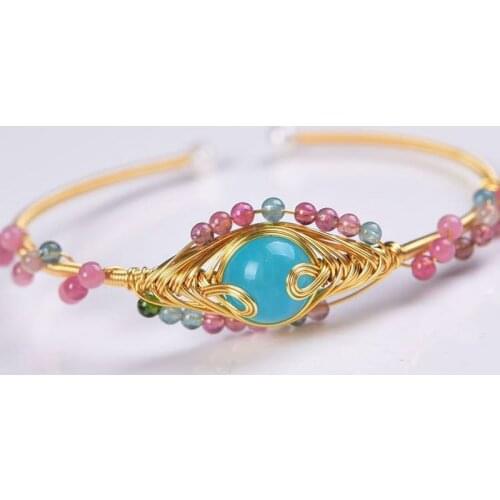 2021 New Handmade Amazonite Bracelet for Women 14KGF Bracelets Feminino Fashion Jewelry Gift