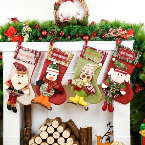 2022 New Home Decor Christmas Stockings 50*28cm Home Wall Decoration Fireplace Ornaments Merry Christmas Farmhouse Christmas