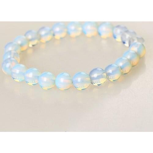 New 8mm Round Crystal Moonstone Natural Stone Stretched Beaded Bracelet For Women